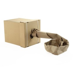 Roll-In-Box Spenderkarton mit umweltfreundlichem Packpapier