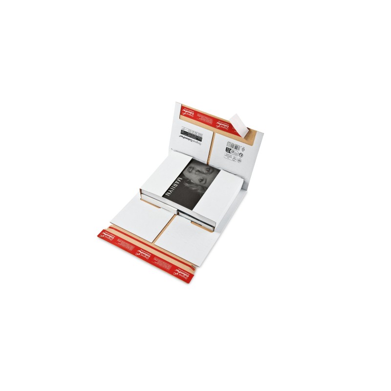 Colompac CP037.52 - 250x190x0-75 mm Flexible Universalversandverpackung mit zusätzlichem Selbstklebeverschluss in weiss