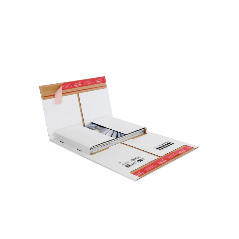 Colompac CP037.53 - 305x230x0-92 mm Flexible Universalversandverpackung mit zusätzlichem Selbstklebeverschluss in weiss DIN A4