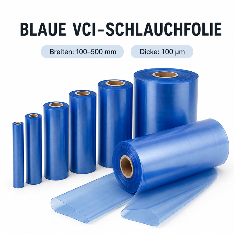 VCI Schlauchfolie BLAU 400 mm x 0,10 mm x 100 m - 100my