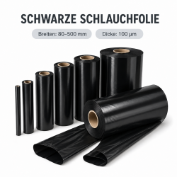 Schlauchfolie schwarz 100 mm x 0,10 mm x 250 m - 100my